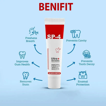 SP 4 UltraBrightening Toothpaste – Advanced Whitening Formula for Stain Removal and Enamel Protection | Fresh Mint Flavor | 30g