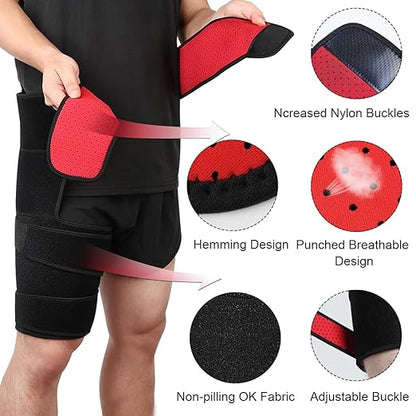 Hip Support, Hip Brace Groin Support Wrap, Unisex Hip Brace Thigh Compression Sleeve & Groin Compression Wrap Fitness Leg & Hip Protector for Weightlifting, Running And Sports Scenes